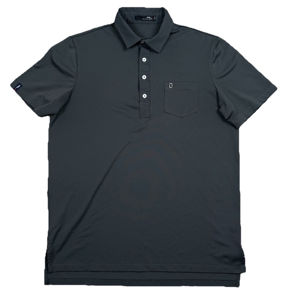 RLX Ralph Lauren Polo Shirt Mens Medium Gray Chest Pocket Golf Performance